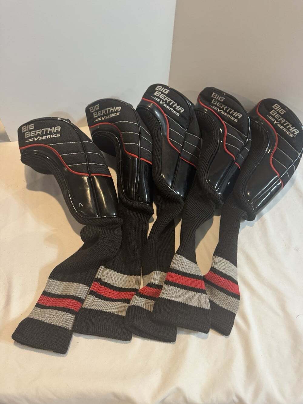 Callaway Big Bertha V Series Driver Headcover Sock Black / Red / White Lot Of 5